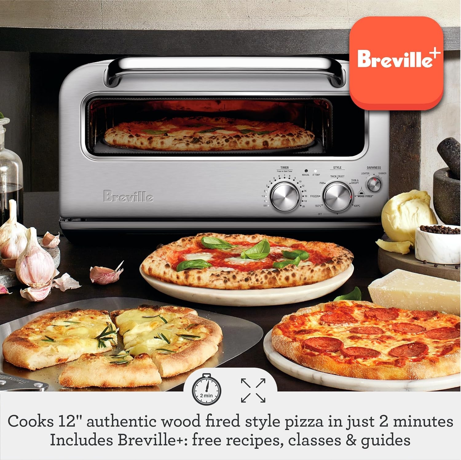 image:imageBreville BPZ820BSS Smart Oven Pizzaiolo Countertop Pizza Maker Brushed Stainless SteelBrushed Stainless Steel