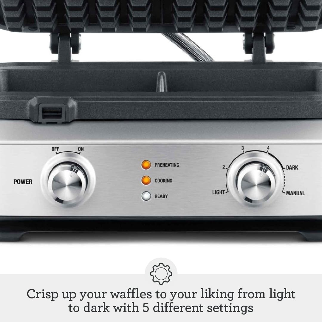 image:imageBreville BWM604BSS Smart Square Waffle Maker 4 Slice Capacity Brushed Stainless Steel