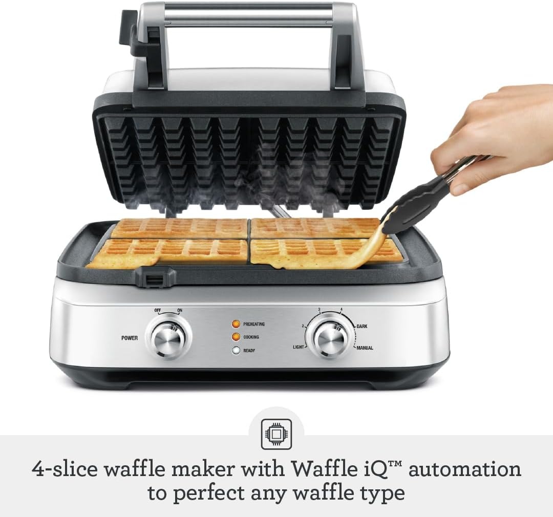 image:imageBreville BWM604BSS Smart Square Waffle Maker 4 Slice Capacity Brushed Stainless Steel