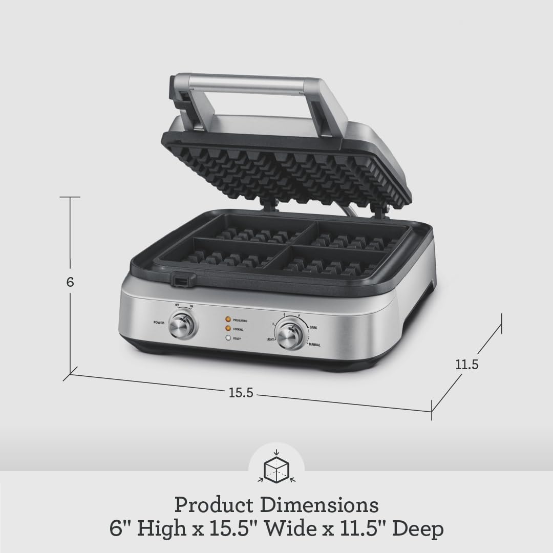 image:imageBreville BWM604BSS Smart Square Waffle Maker 4 Slice Capacity Brushed Stainless Steel
