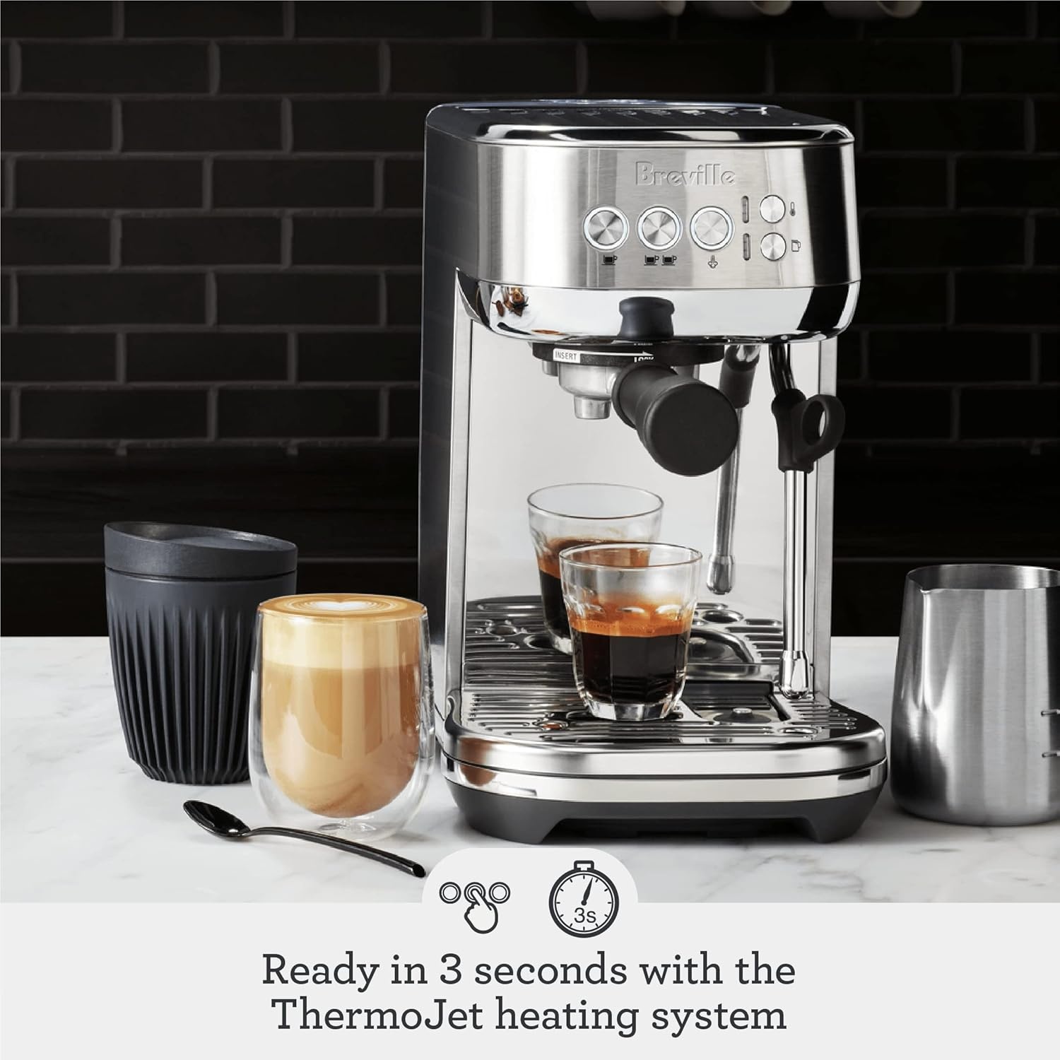 image:imageBreville Bambino Plus Espresso Machine BES500BSS Brushed Stainless SteelOlive Tapenade