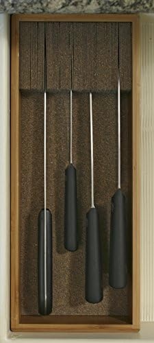 image:imageKNIFEdock Bamboo Knife Organizer for Kitchen Drawers 15 InDrawer Knife Block with Cork Composite SpaceSaving Safe Storage for Your KnivesBamboo