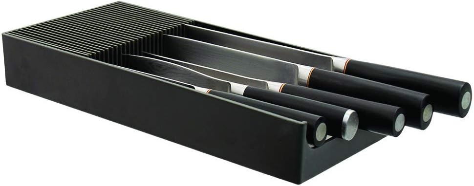 image:imageKNIFEdock Bamboo Knife Organizer for Kitchen Drawers 15 InDrawer Knife Block with Cork Composite SpaceSaving Safe Storage for Your KnivesPlastic