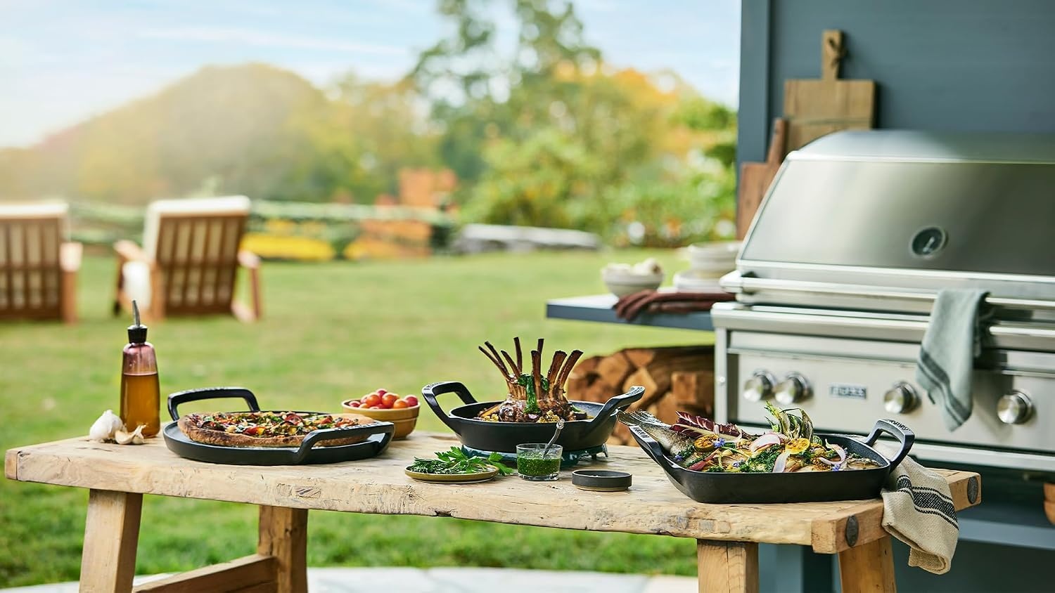 image:imageLe Creuset Alpine Outdoor Collection Enameled Cast Iron Pizza Pan 15Grill Basket