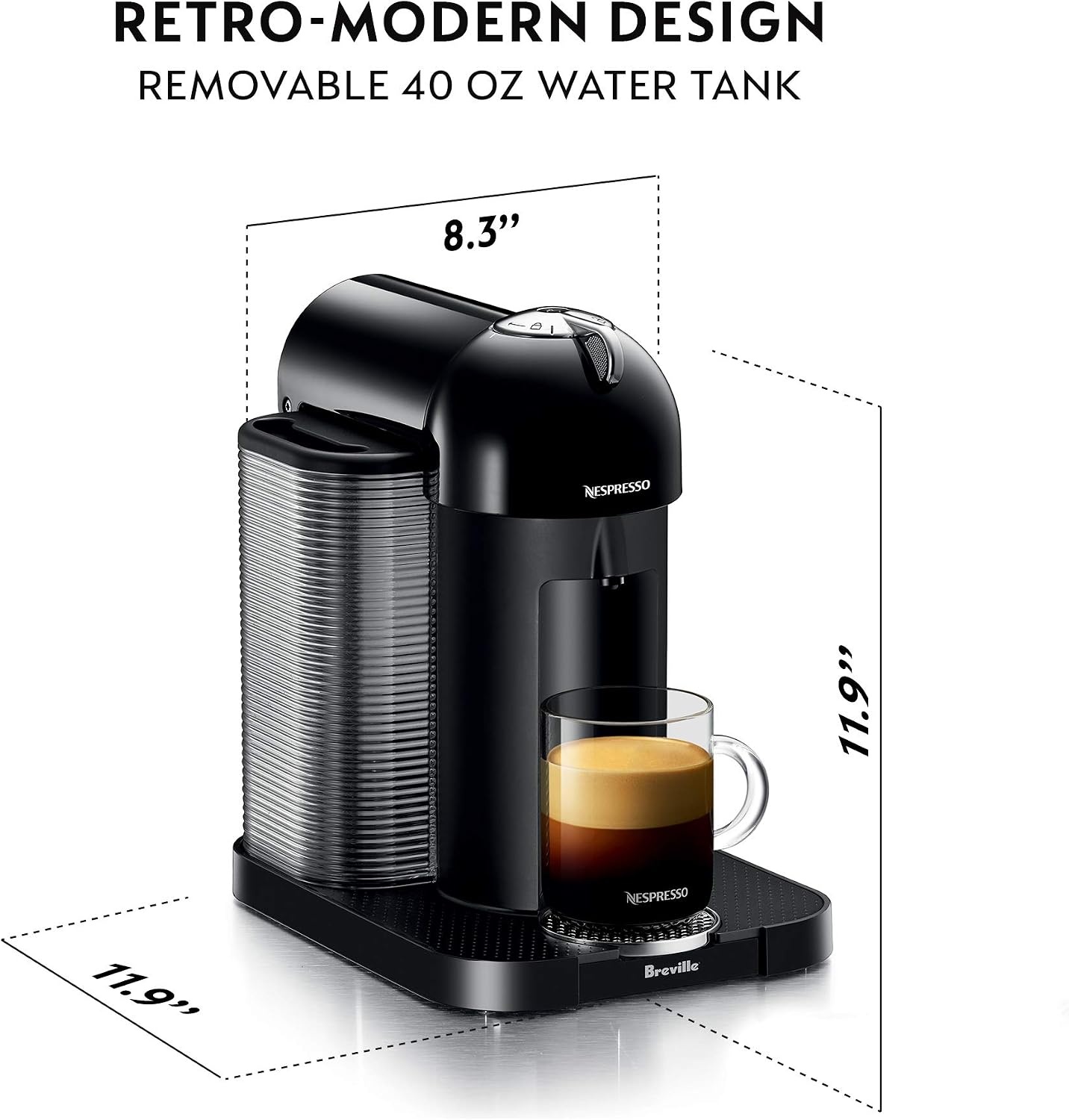 image:imageNespresso Vertuo Coffee and Espresso Maker by Breville Chrome with Aeroccino Milk FrotherBlack