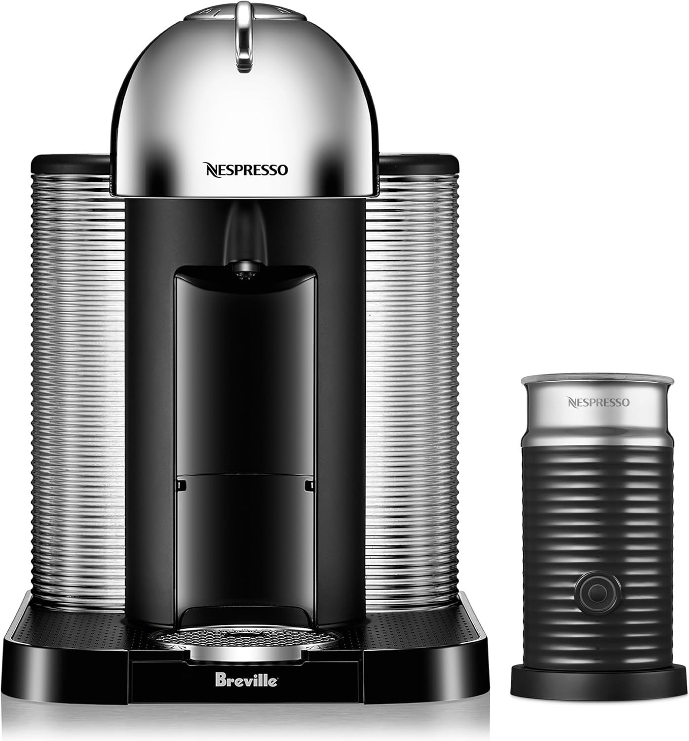 image:imageNespresso Vertuo Coffee and Espresso Maker by Breville Chrome with Aeroccino Milk FrotherChrome