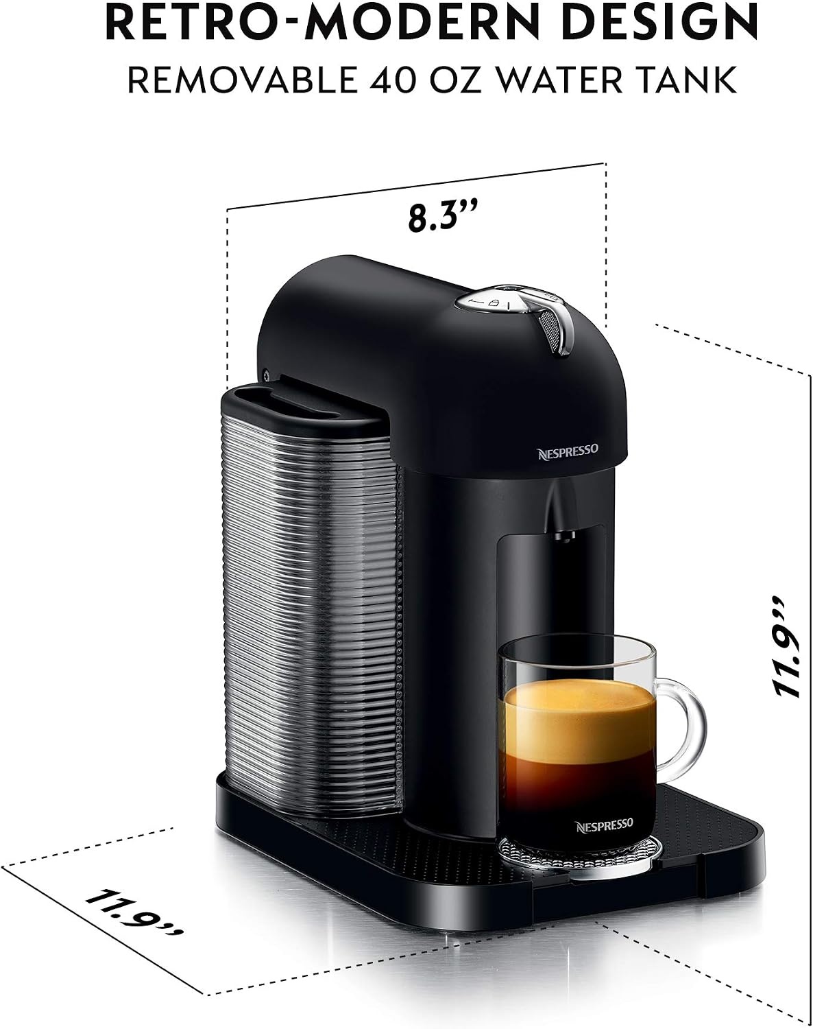 image:imageNespresso Vertuo Coffee and Espresso Maker by Breville Chrome with Aeroccino Milk FrotherMatte Black