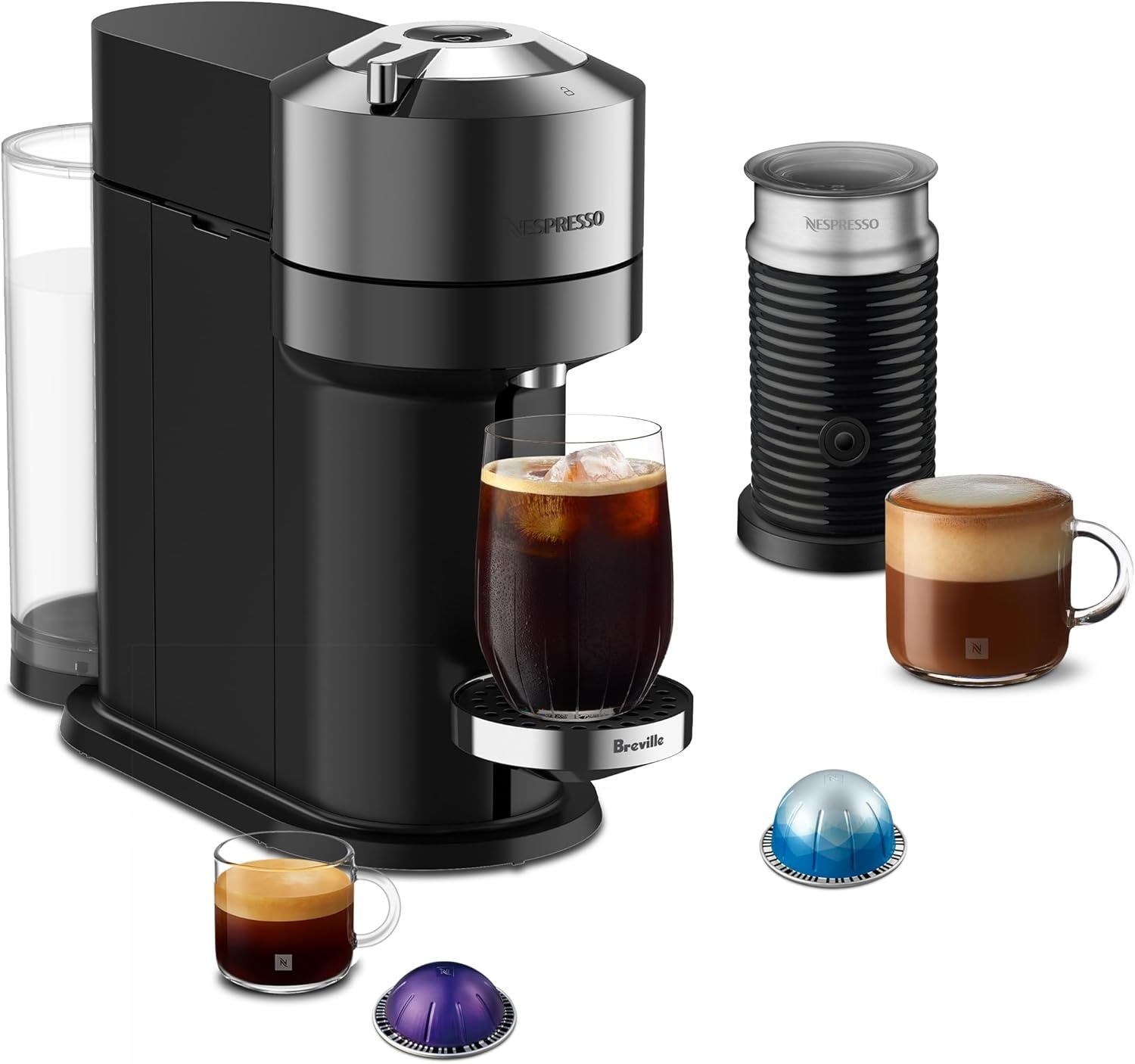 image:imageNespresso Vertuo Next Deluxe Coffee and Espresso Maker Pure Chrome with Aeroccino Milk Frother11 liter BlackDark ChromeChrome