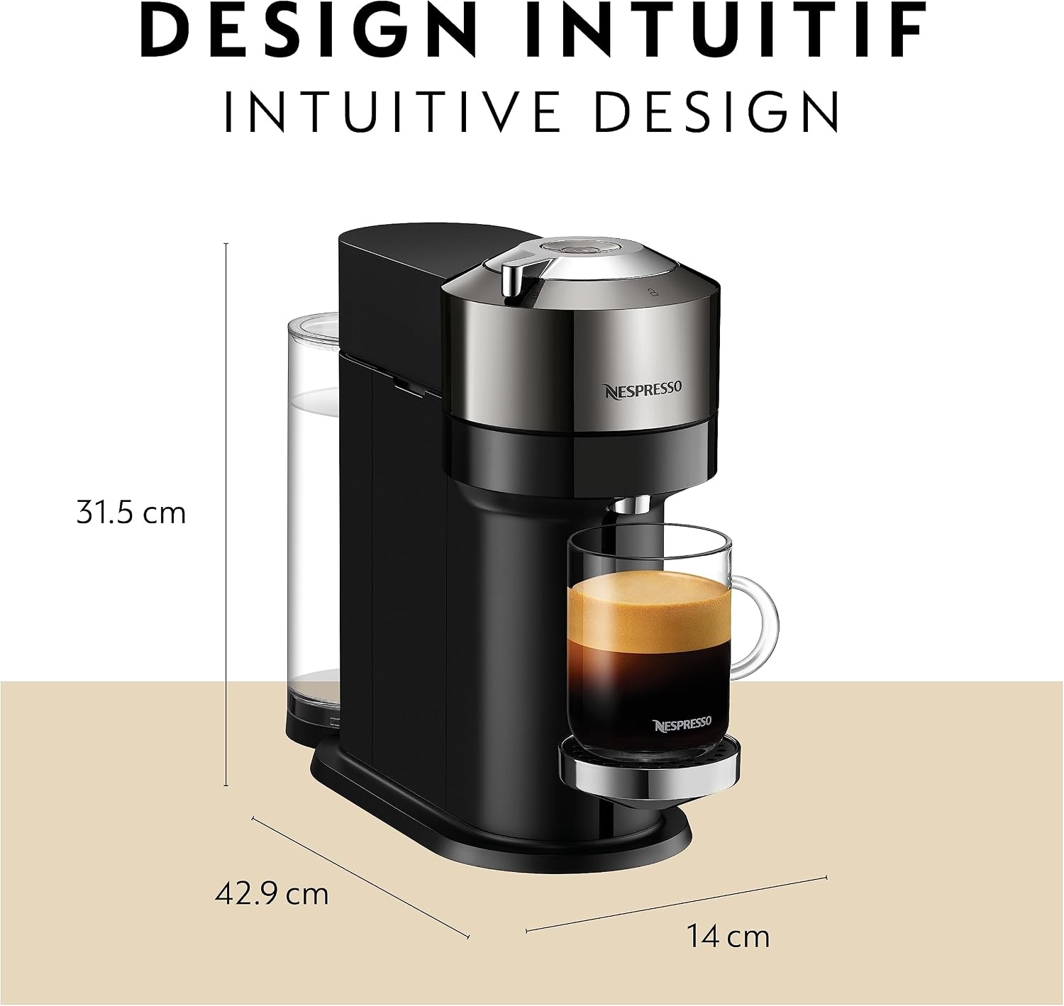 image:imageNespresso Vertuo Next Deluxe Coffee and Espresso Maker Pure Chrome with Aeroccino Milk Frother11 liter BlackDark ChromeChrome