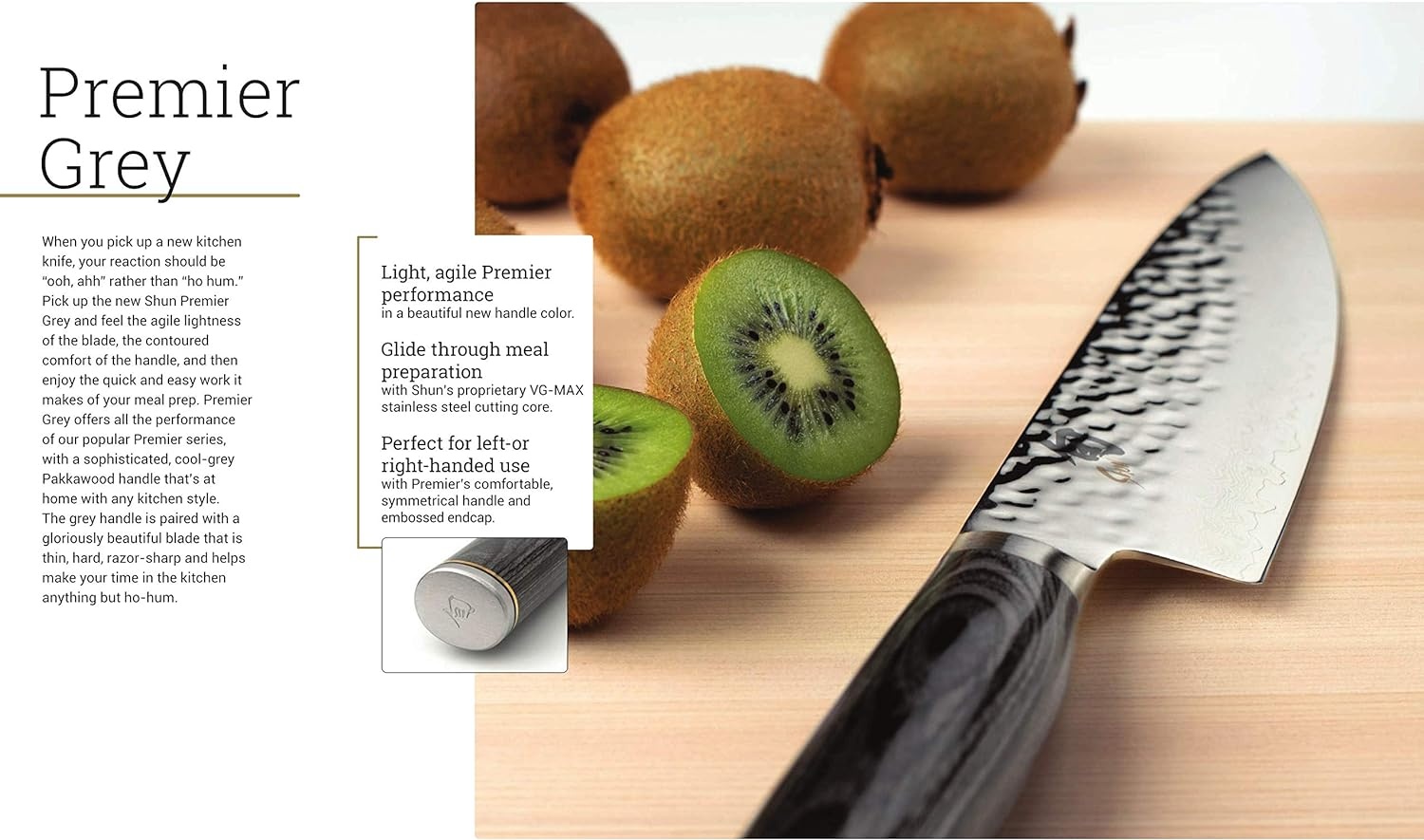 image:imageShun Premier Blonde 7 Santoku Knife Handcrafted and HandSharpened Japanese All Purpose Knife VGMAX Core Damascus Stainless Steel Cladding Pakkawood HandleGray