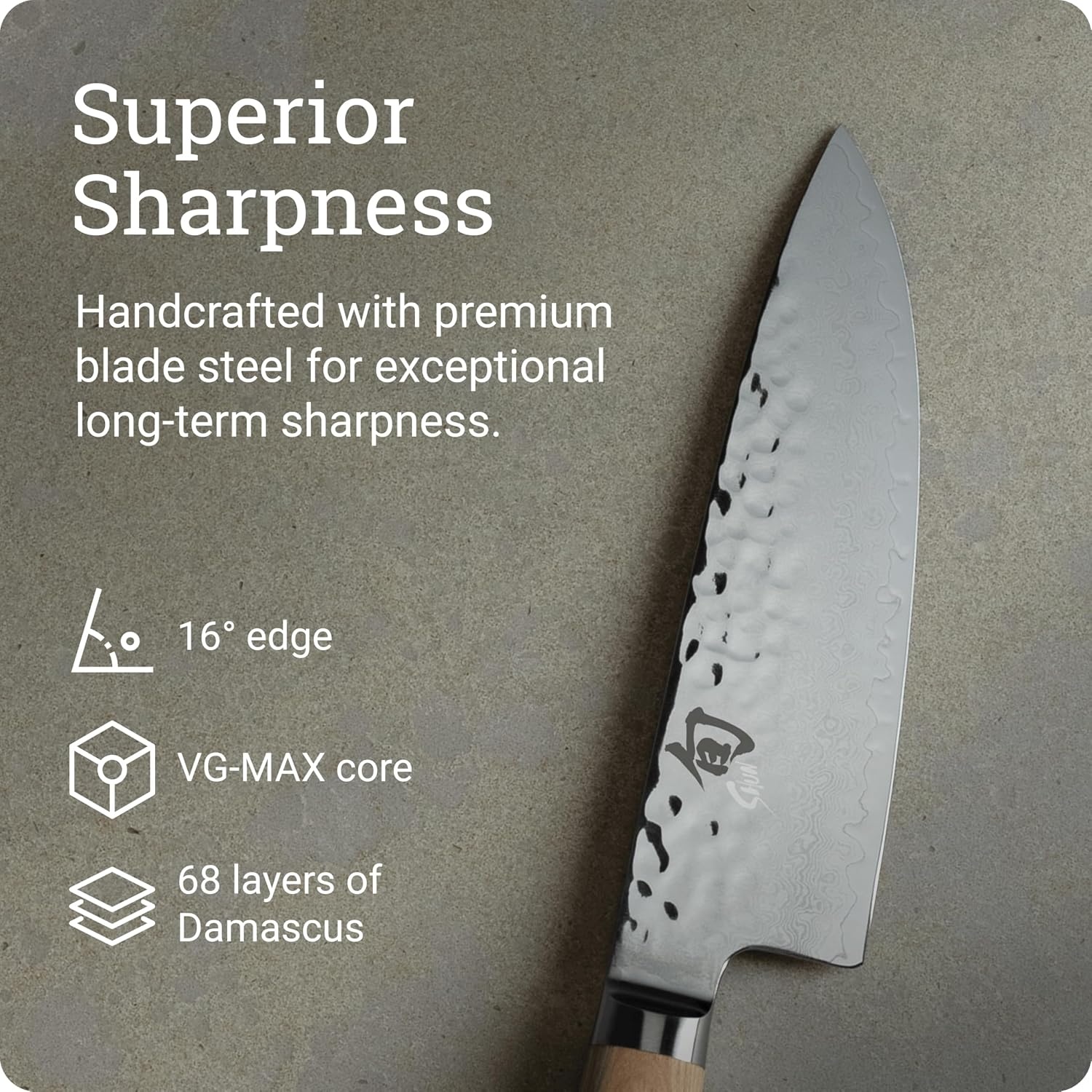 image:imageShun Premier Blonde 8 Chefs Knife Handcrafted Japanese Kitchen Knife VGMAX Core Damascus Stainless Steel Cladding Pakkawood HandleBlonde