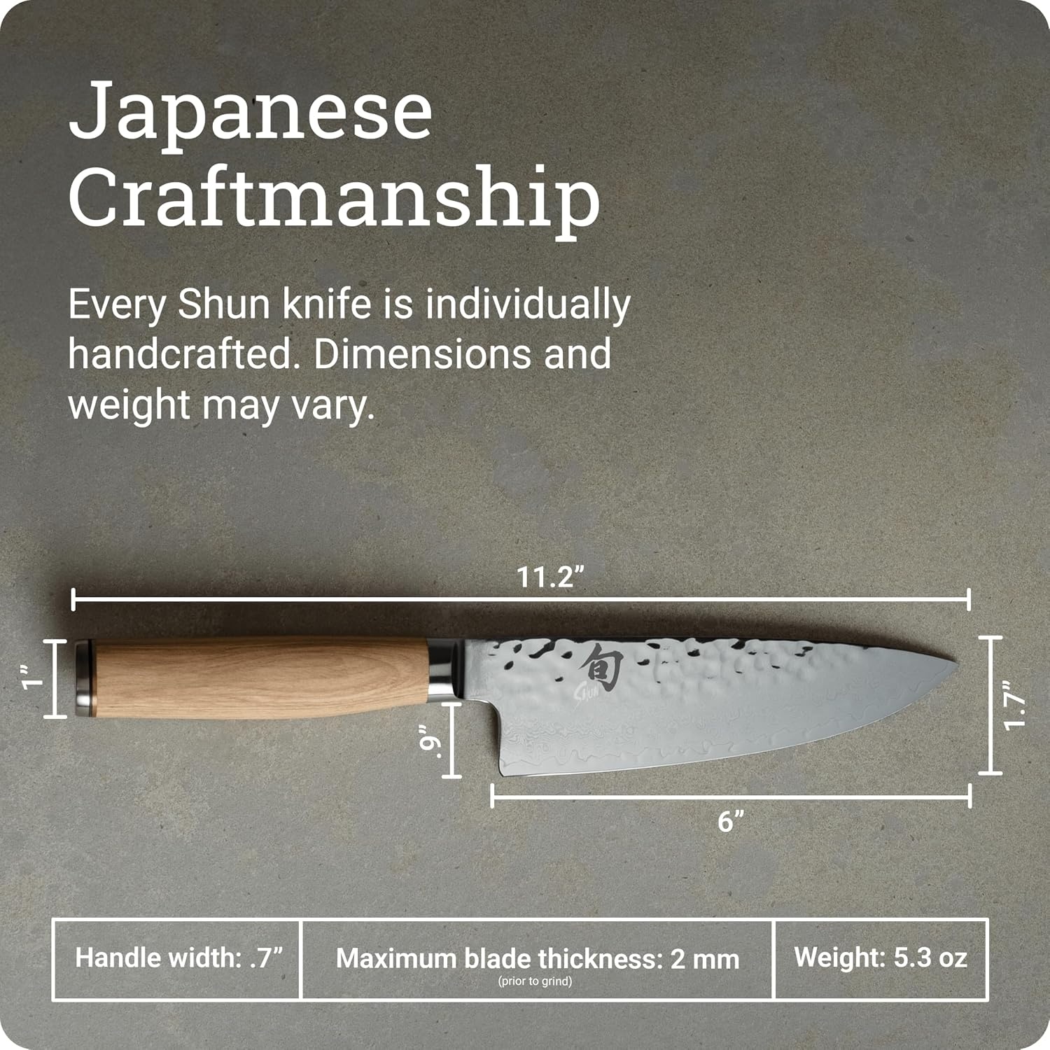 image:imageShun Premier Blonde 8 Chefs Knife Handcrafted Japanese Kitchen Knife VGMAX Core Damascus Stainless Steel Cladding Pakkawood HandleBlonde