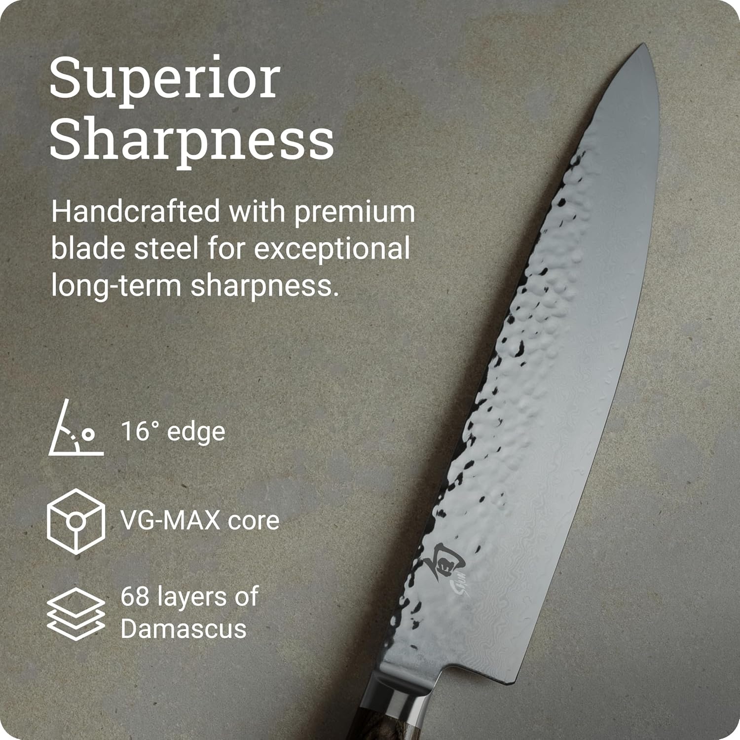 image:imageShun Premier Blonde 8 Chefs Knife Handcrafted Japanese Kitchen Knife VGMAX Core Damascus Stainless Steel Cladding Pakkawood HandleBrown