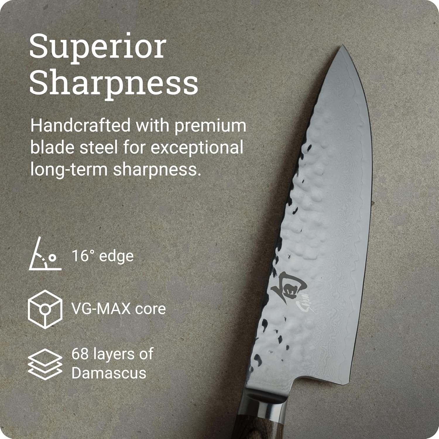 image:imageShun Premier Blonde 8 Chefs Knife Handcrafted Japanese Kitchen Knife VGMAX Core Damascus Stainless Steel Cladding Pakkawood HandleBrown