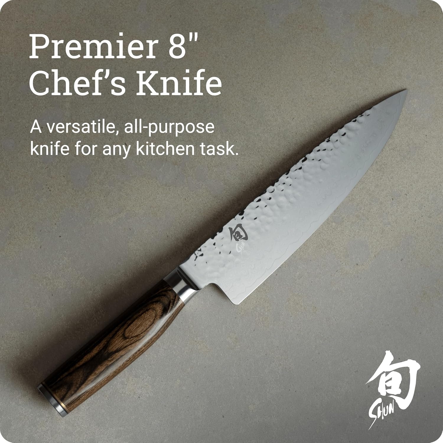 image:imageShun Premier Blonde 8 Chefs Knife Handcrafted Japanese Kitchen Knife VGMAX Core Damascus Stainless Steel Cladding Pakkawood HandleBrown