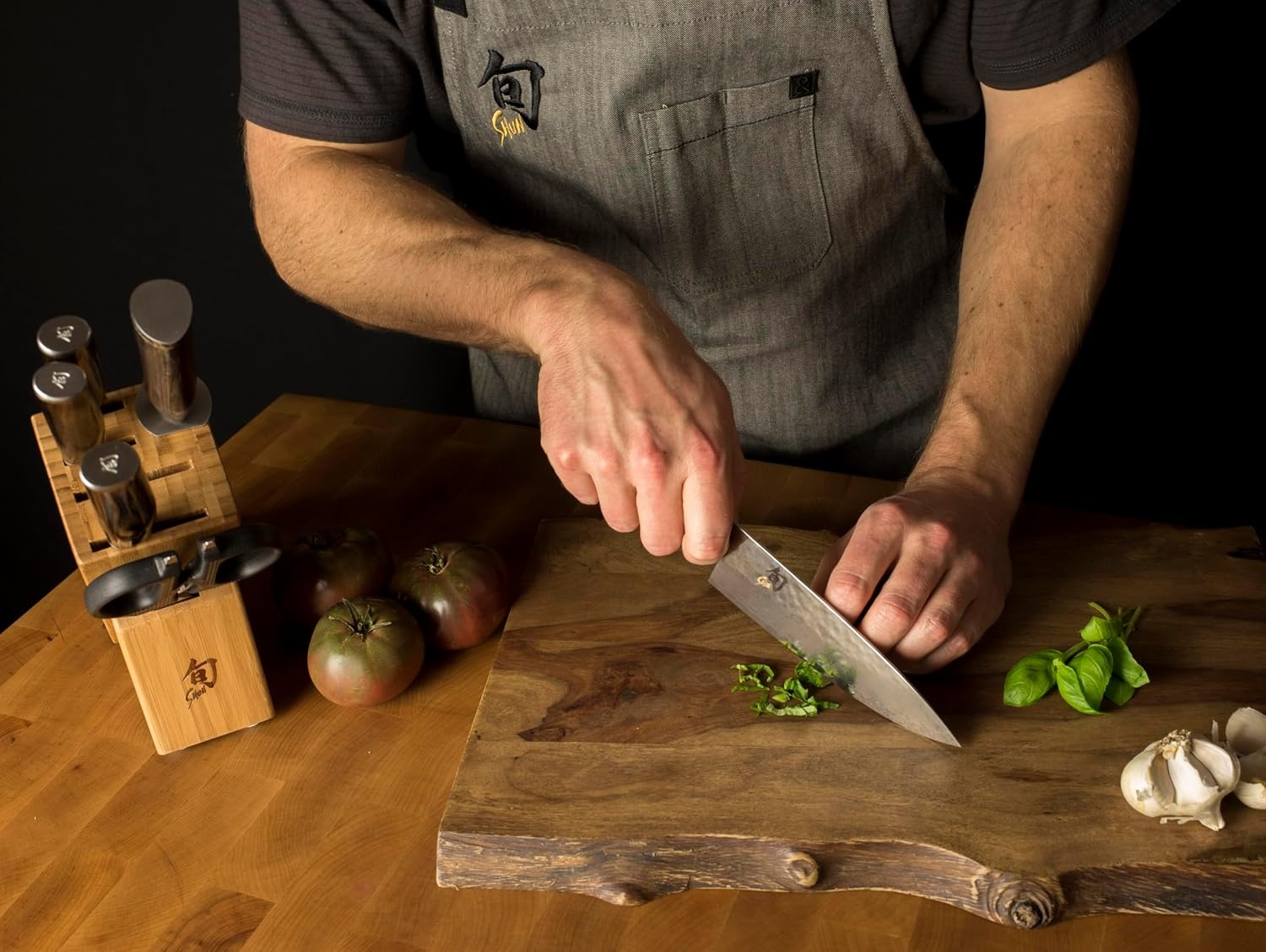 image:imageShun Premier Blonde 8 Chefs Knife Handcrafted Japanese Kitchen Knife VGMAX Core Damascus Stainless Steel Cladding Pakkawood HandleBrown