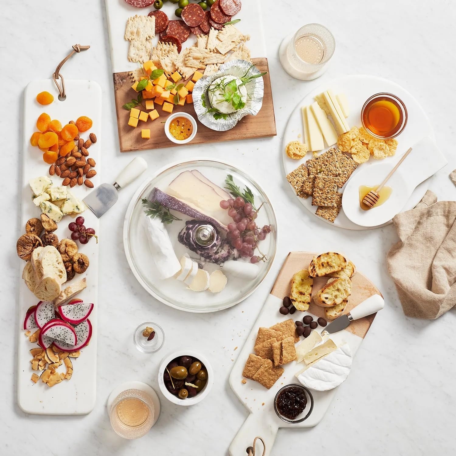 image:imageSur La Table 115 Glass Cloche with White Marble Base Elegant Cake Pie amp Hors dOeuvres Server Doubles as Party Serving Board