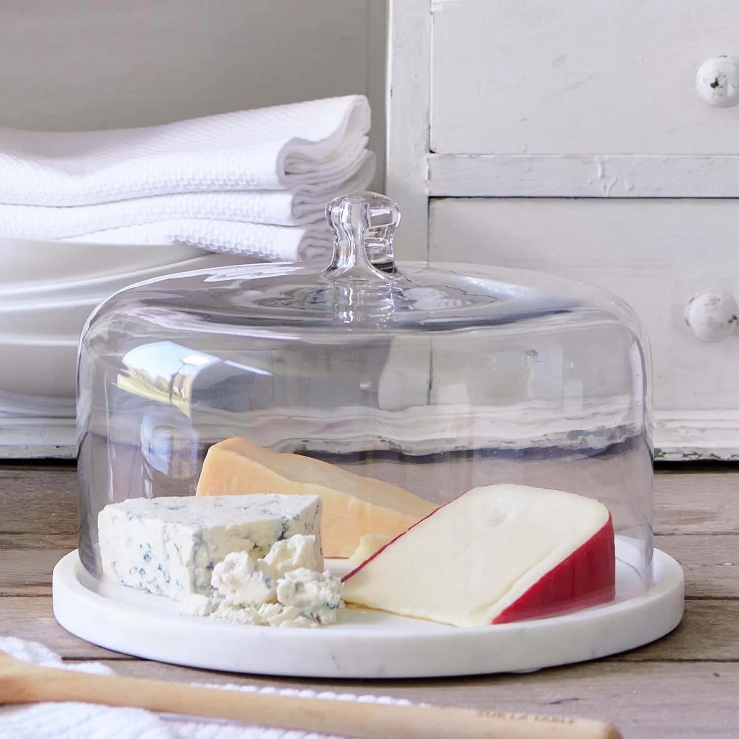 image:imageSur La Table 115 Glass Cloche with White Marble Base Elegant Cake Pie amp Hors dOeuvres Server Doubles as Party Serving Board