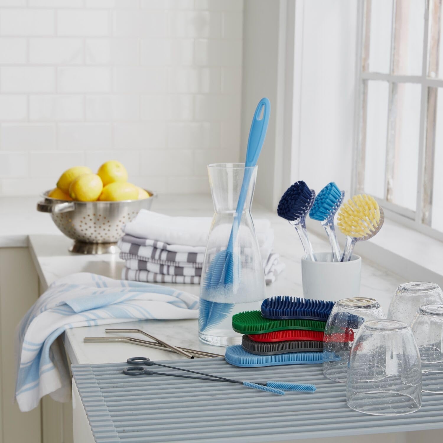 image:imageSur La Table 3in1 Silicone Scrubber Sponge Sky