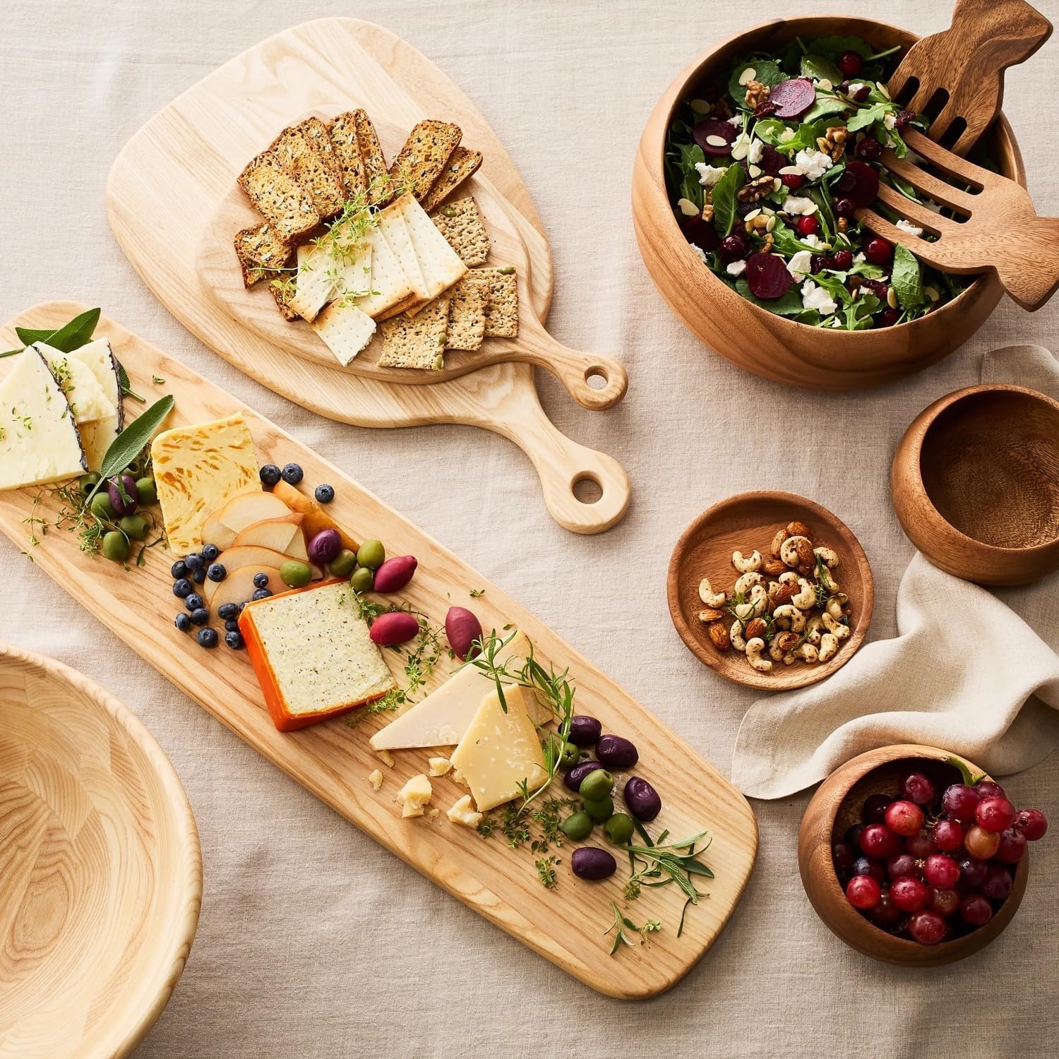 image:imageSur La Table Acacia Wood Salad Servers Natural Acacia Hardwood Salad Spoon and Fork for Tossing and Serving