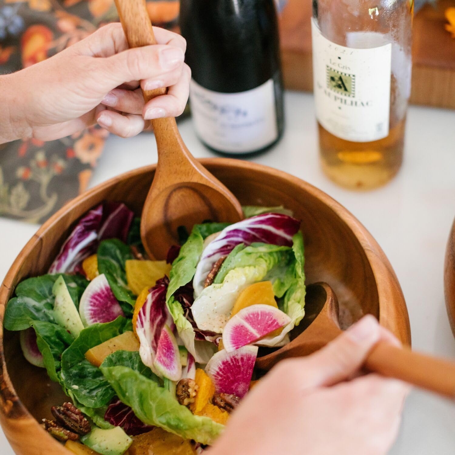 image:imageSur La Table Acacia Wood Salad Servers Natural Acacia Hardwood Salad Spoon and Fork for Tossing and Serving