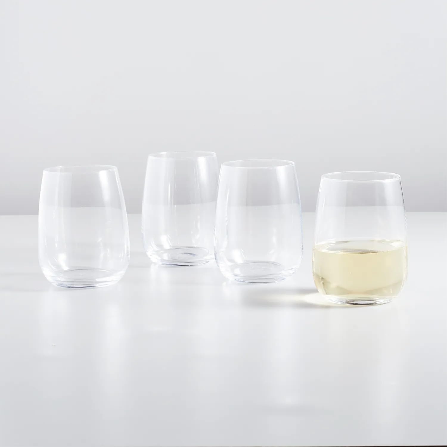 image:imageSur La Table Bistro Stemless Wine Glasses Set of 4 CrystalClear Stemless Wine Glasses for Everyday Dining and Casual Entertaining Set of 4