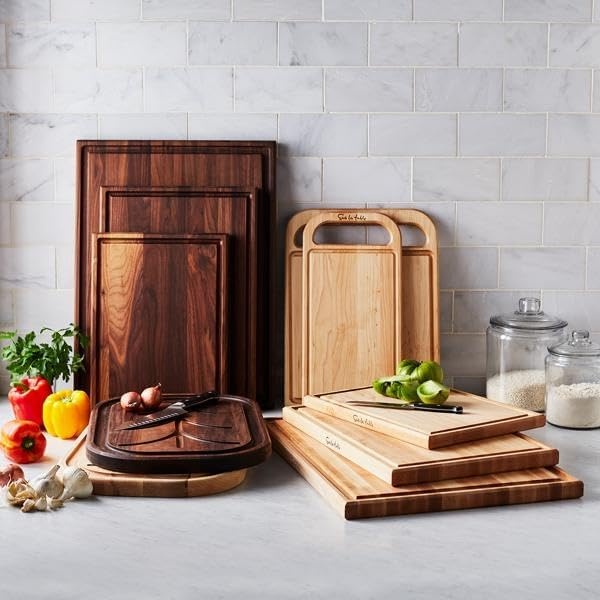 image:imageSur La Table Everyday Cutting Board 18 in x 9 in Maple Natural Maple Wood Board with Juice Grooves and CutOut Handle for Daily Prep 18 in x 9 in