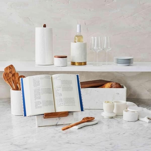 image:imageSur La Table Marble amp Acacia Paper Towel Holder White