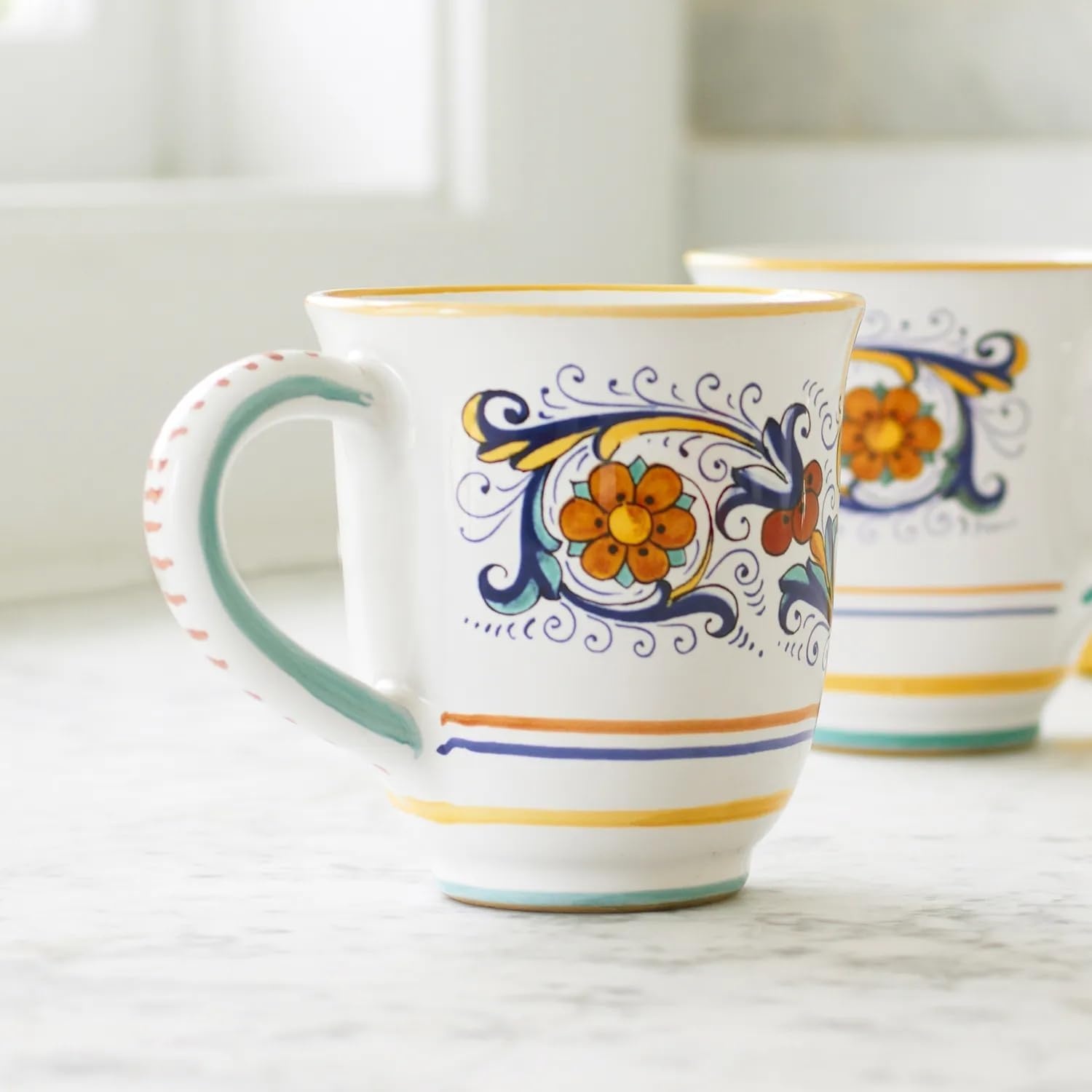 image:imageSur La Table Nova Deruta HandPainted Ceramic Mug 16 oz Colorful Italian Coffee amp Tea Cup RenaissanceInspired Design Made in Italy