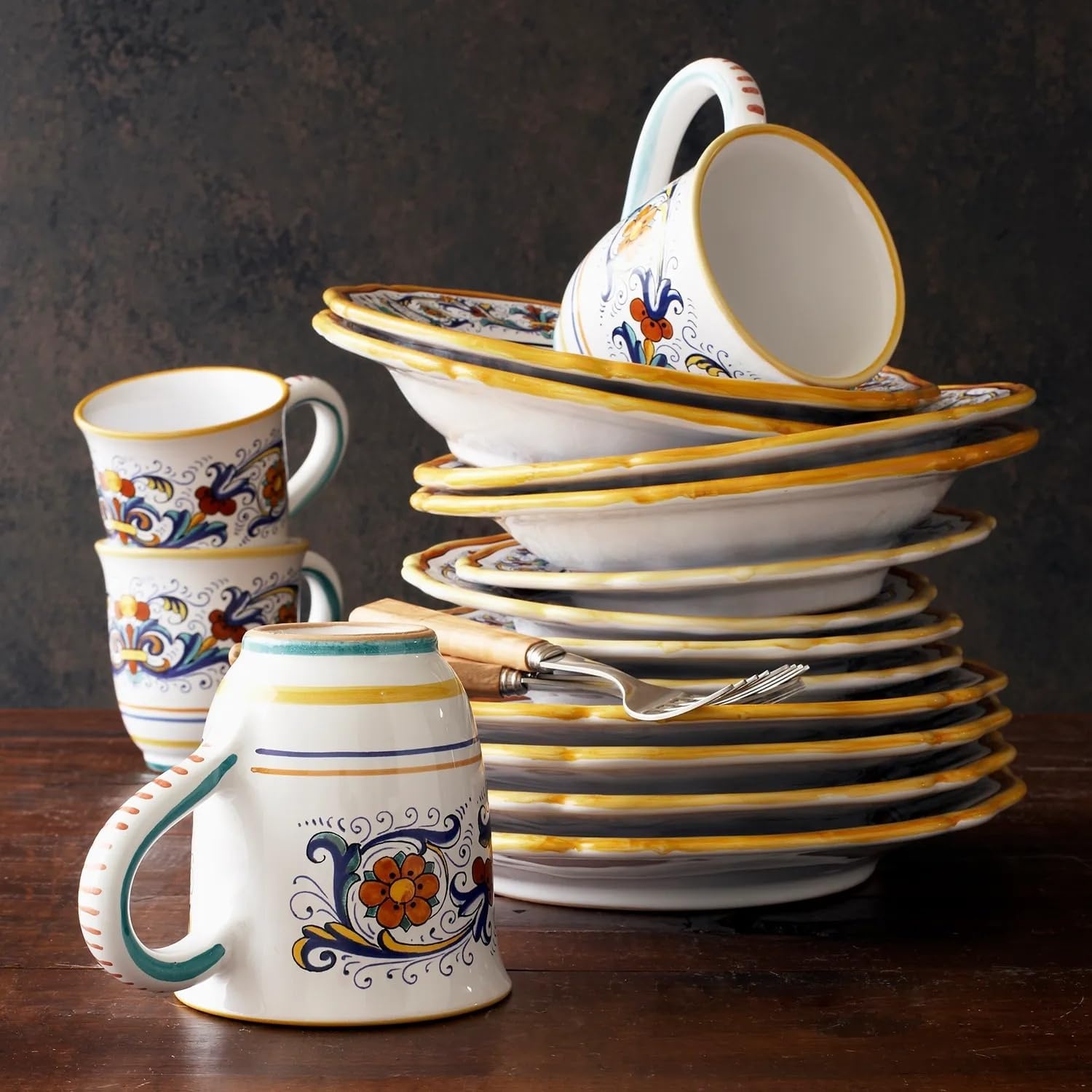 image:imageSur La Table Nova Deruta Handcrafted Dinner Plate 1075 ItalianMade Earthenware HandPainted RenaissanceInspired Design Vibrant Everyday amp Special Occasion Tableware