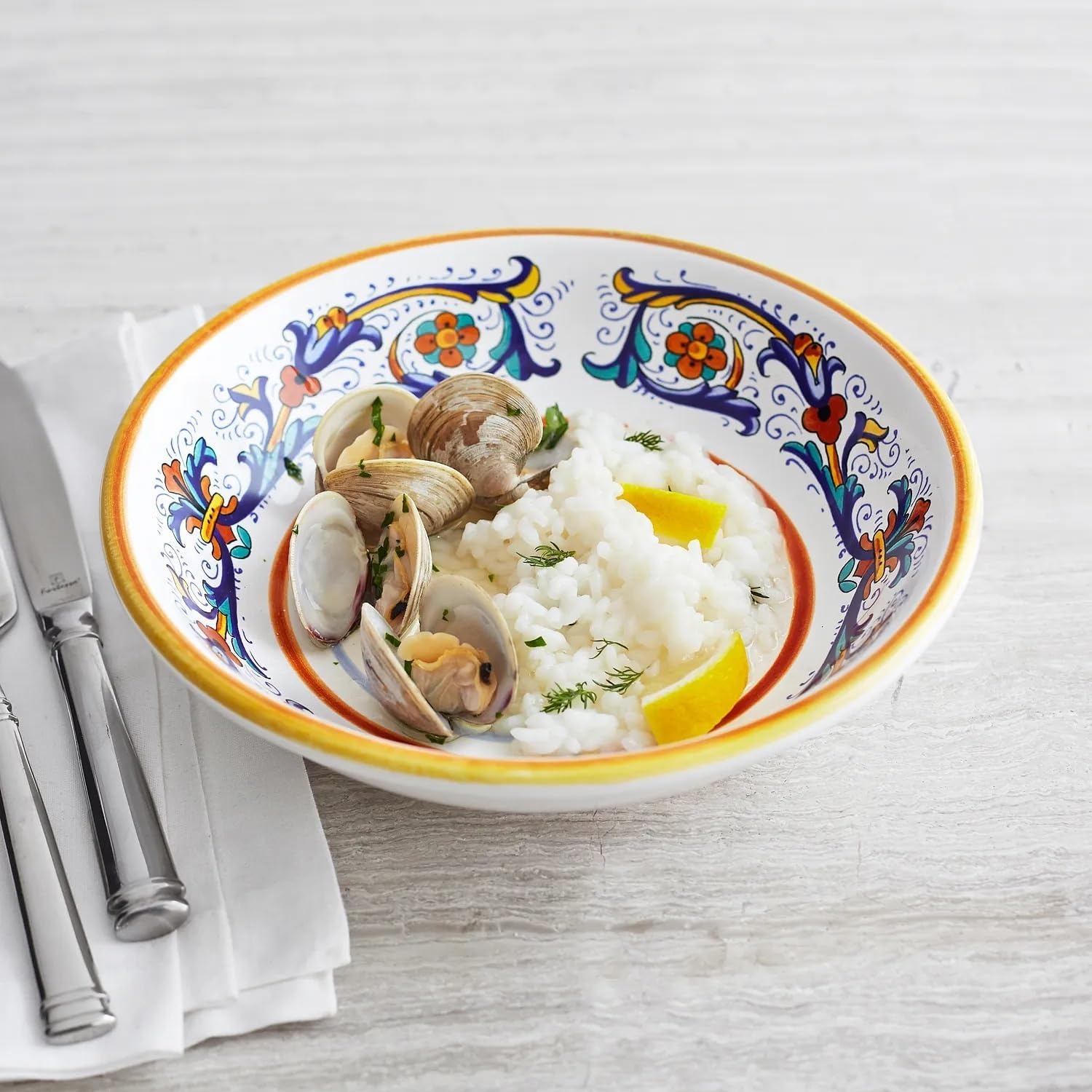 image:imageSur La Table Nova Deruta Pasta Bowl HandPainted Italian Ceramic Serving Dish Colorful RenaissanceInspired Dinnerware Made in Italy