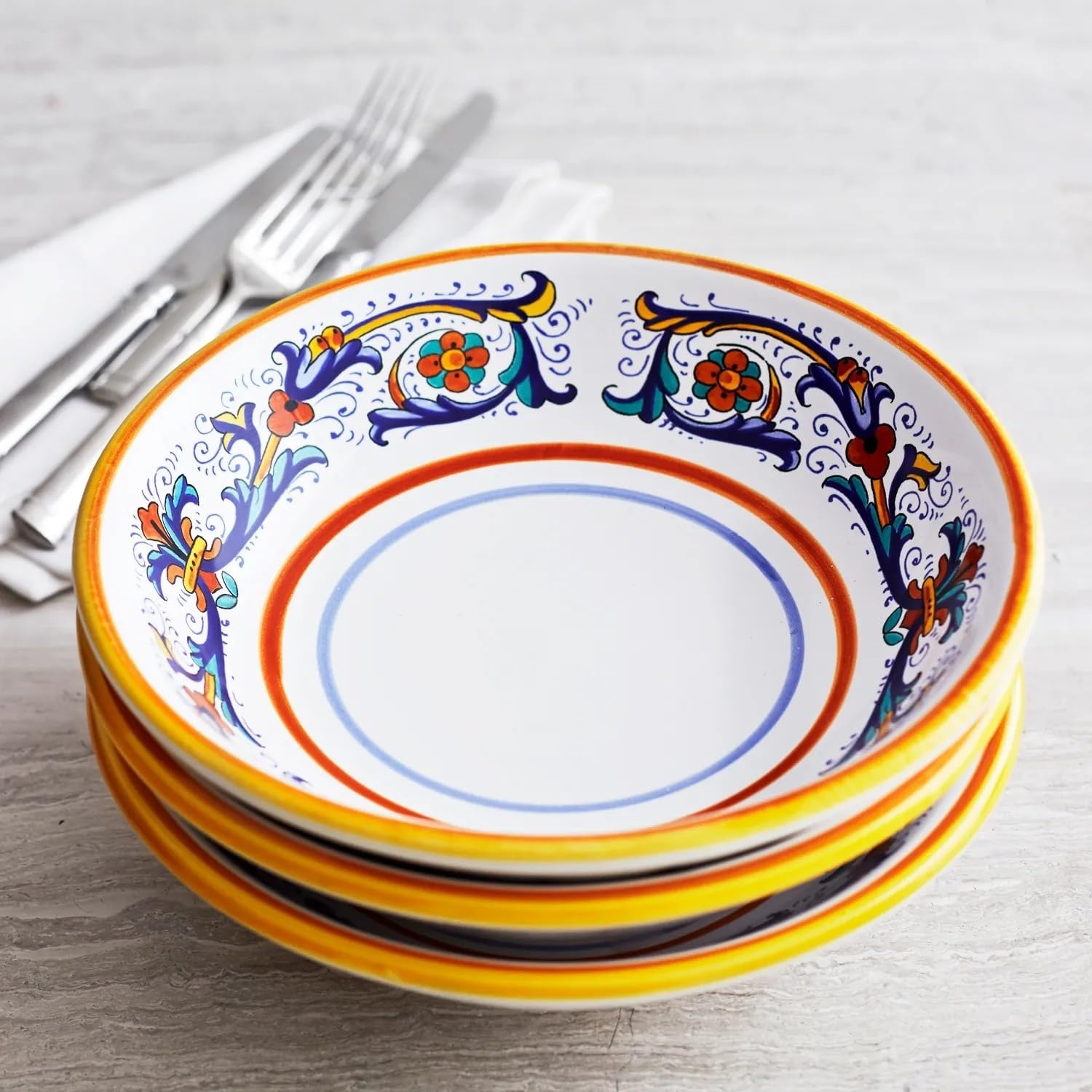image:imageSur La Table Nova Deruta Pasta Bowl HandPainted Italian Ceramic Serving Dish Colorful RenaissanceInspired Dinnerware Made in Italy
