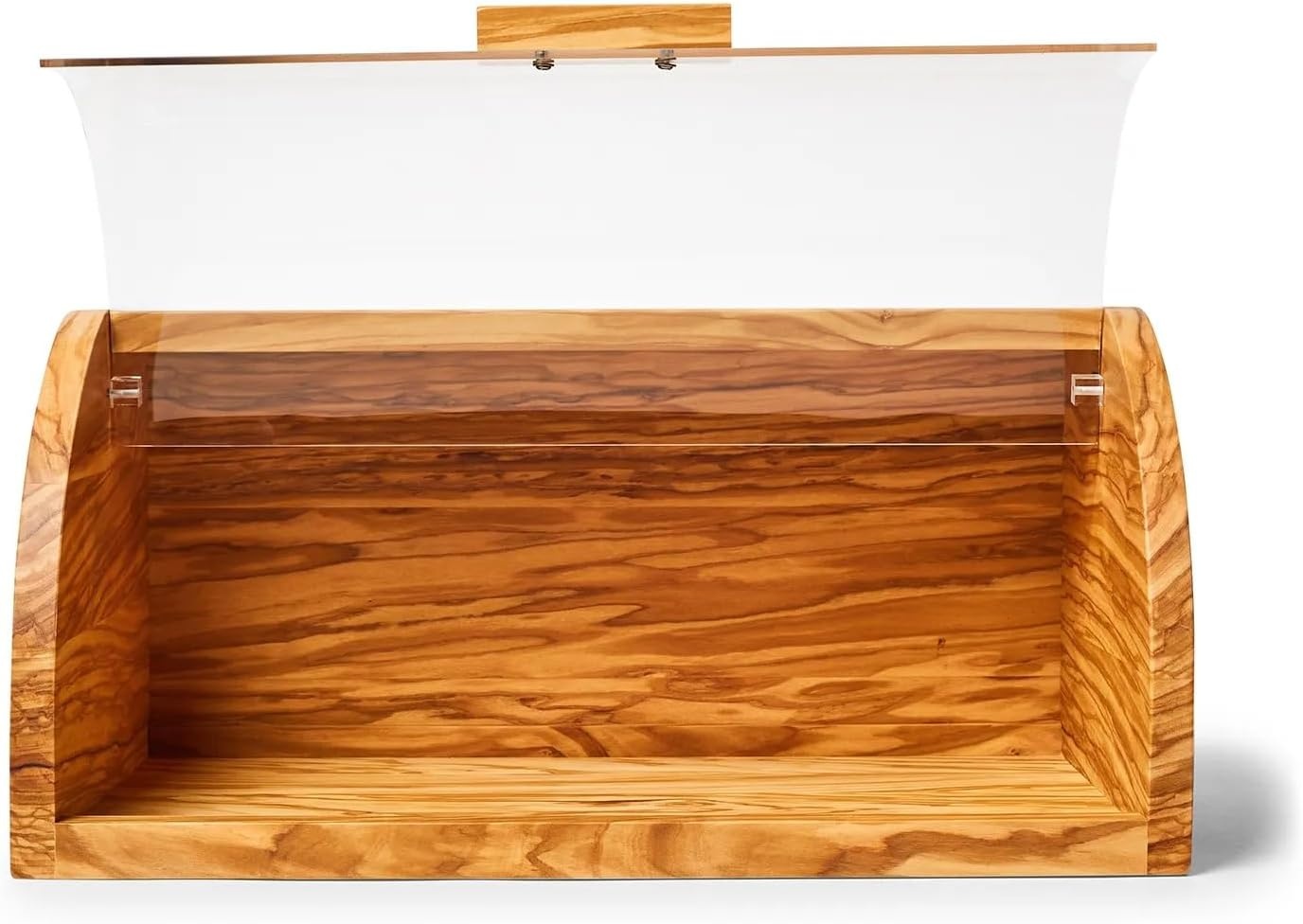 image:imageSur La Table Olivewood Bread Box 142 Countertop Bread Storage with Clear Lid amp Handle Crafted from Natural Hardwood with Unique Grain Keeps Baked Goods Fresher Longer