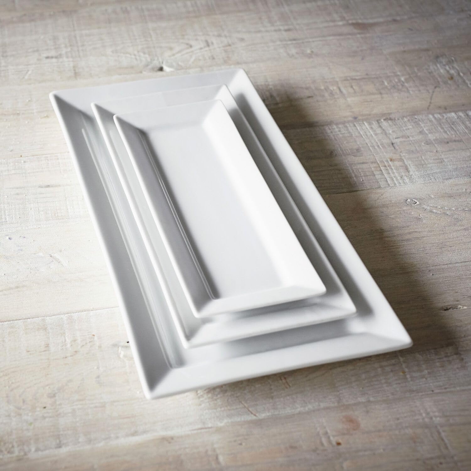 image:imageSur La Table Porcelain Platter Set of 3 Classic White Serving Trays in 15 125 amp 10 Sizes Oven Microwave Freezer amp Dishwasher