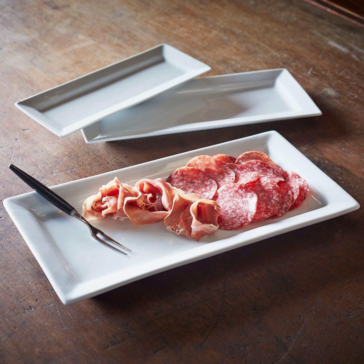 image:imageSur La Table Porcelain Platter Set of 3 Classic White Serving Trays in 15 125 amp 10 Sizes Oven Microwave Freezer amp Dishwasher