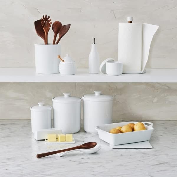 image:imageSur La Table Porcelain Spoon Rest Classic White Porcelain Utensil Rest for Stovetop and Counter Use