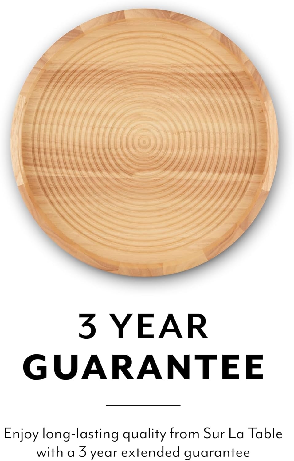 image:imageSur La Table SLT847089 Large Round Serving Tray for Food and Drinks Easy to Clean Made from Hevea Wood with FSC Certified Materials 356 x 356 x 64cm Colour Me Happy Natural WoodBrown