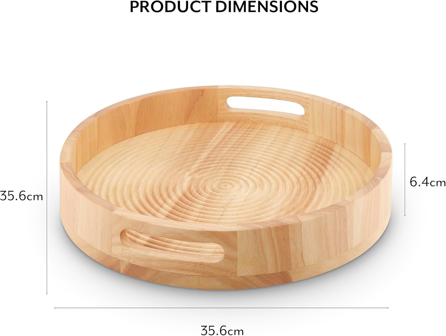 image:imageSur La Table SLT847089 Large Round Serving Tray for Food and Drinks Easy to Clean Made from Hevea Wood with FSC Certified Materials 356 x 356 x 64cm Colour Me Happy Natural WoodBrown