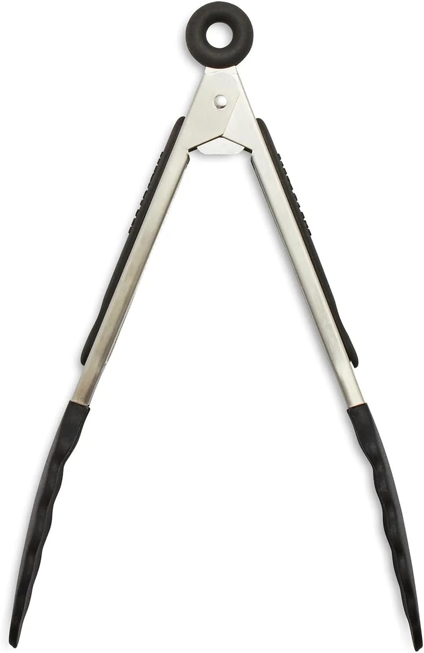 image:imageSur La Table SiliconeTipped Tongs 7 in Gray Compact Nonstick Tongs for Precision Plating and Small Plate Service 7 inBlack