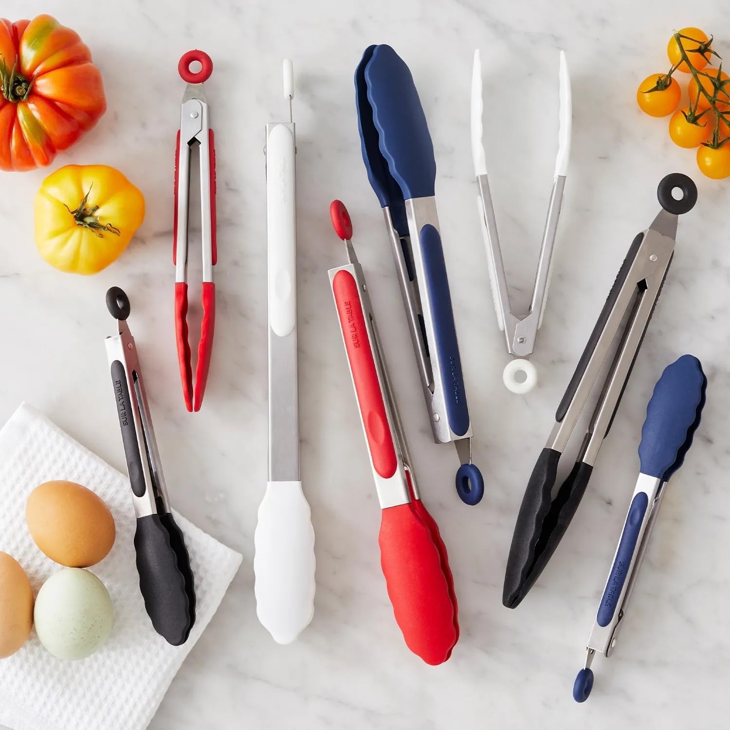 image:imageSur La Table SiliconeTipped Tongs 7 in Gray Compact Nonstick Tongs for Precision Plating and Small Plate Service 7 inBlack