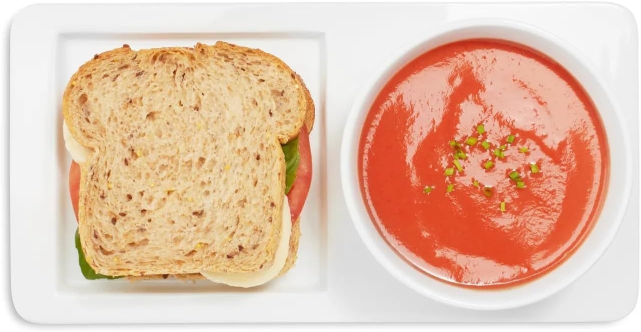 image:imageSur La Table Soup and Sandwich Serving Set Plate Combo 21 oz Soup Bowl and Plate White Microwave and Dishwasher