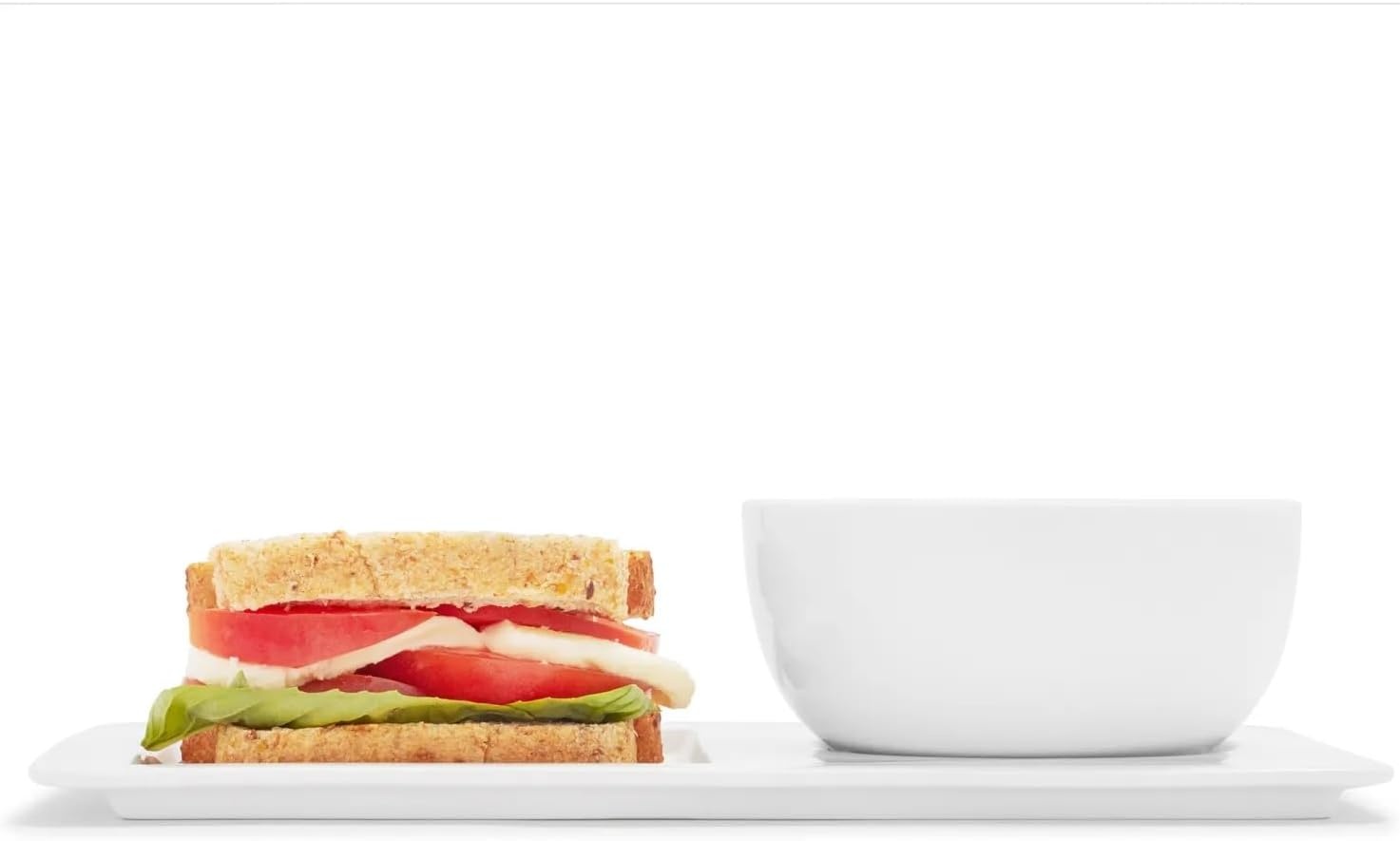 image:imageSur La Table Soup and Sandwich Serving Set Plate Combo 21 oz Soup Bowl and Plate White Microwave and Dishwasher