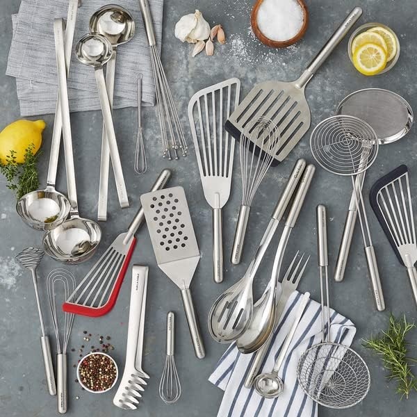 image:imageSur La Table Stainless Steel Slotted Turner Thin Rigid Slotted Blade for Flipping Draining and Serving on All Cooktops