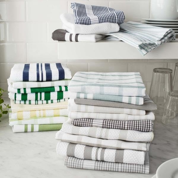 image:imageSur La Table Striped Kitchen Towels Set of 3 BasilBasil