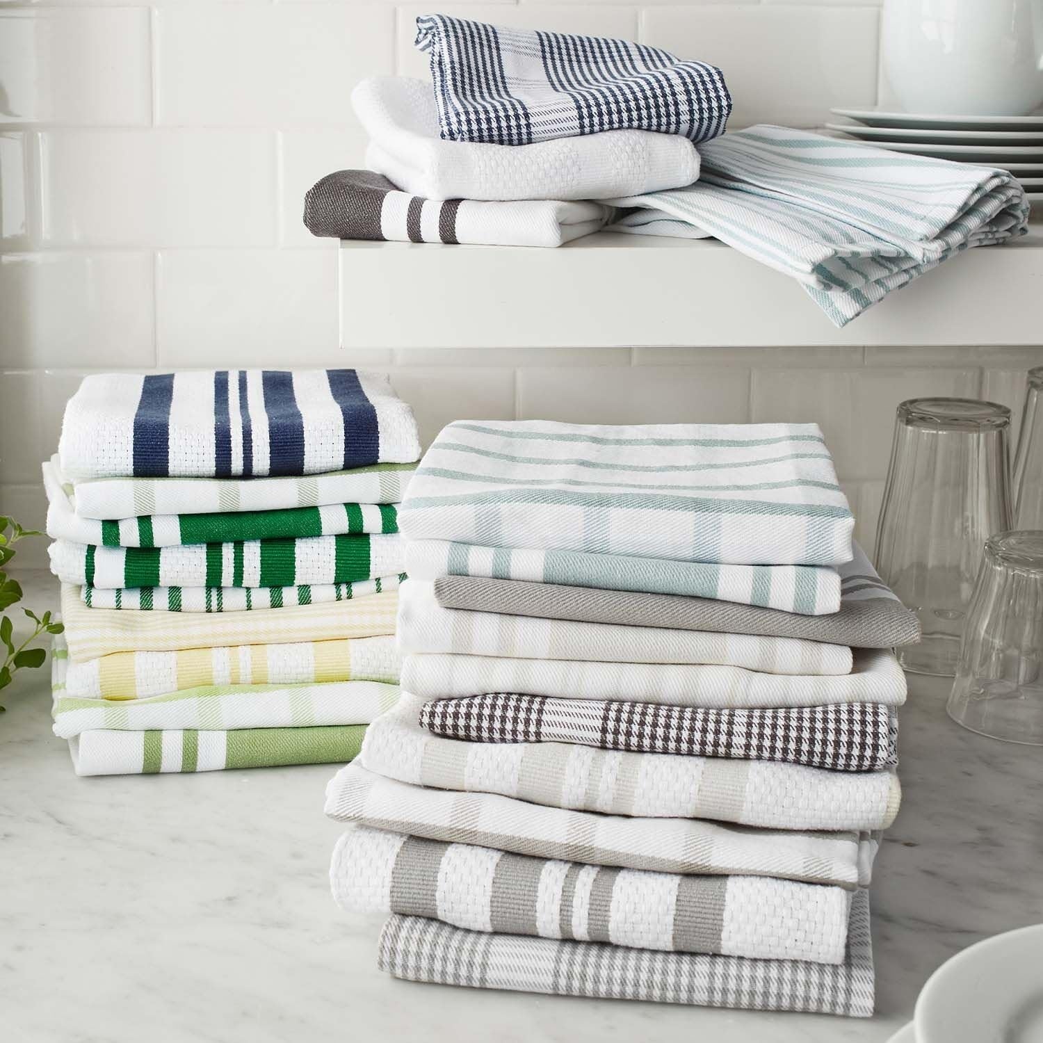 image:imageSur La Table Striped Kitchen Towels Set of 3 BasilLight Blue