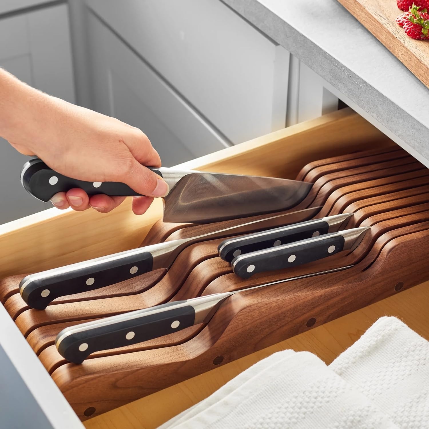 image:imageSur La Table Walnut Drawer Knife Block Brown