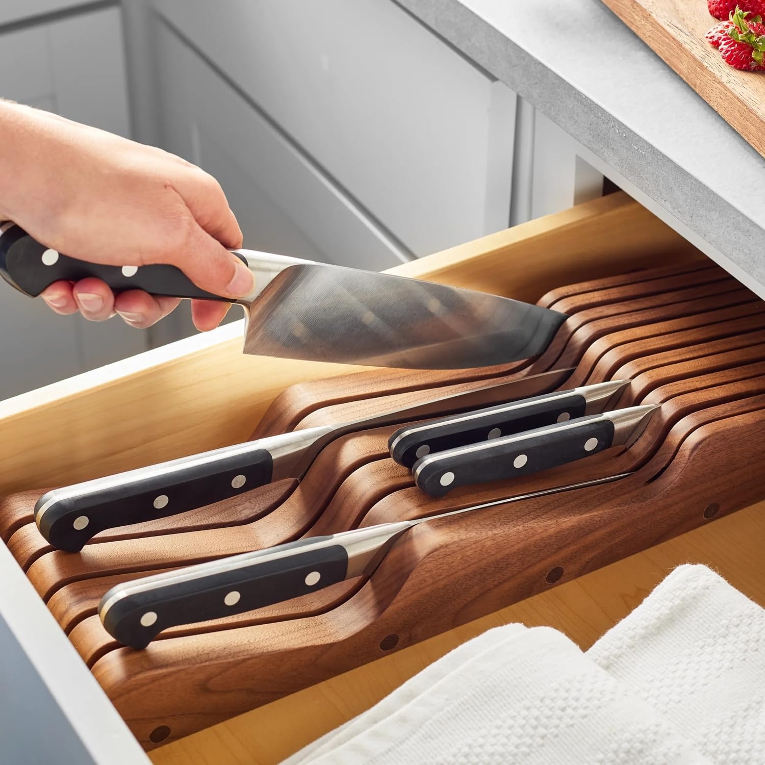 image:imageSur La Table Walnut Drawer Knife Block Brown