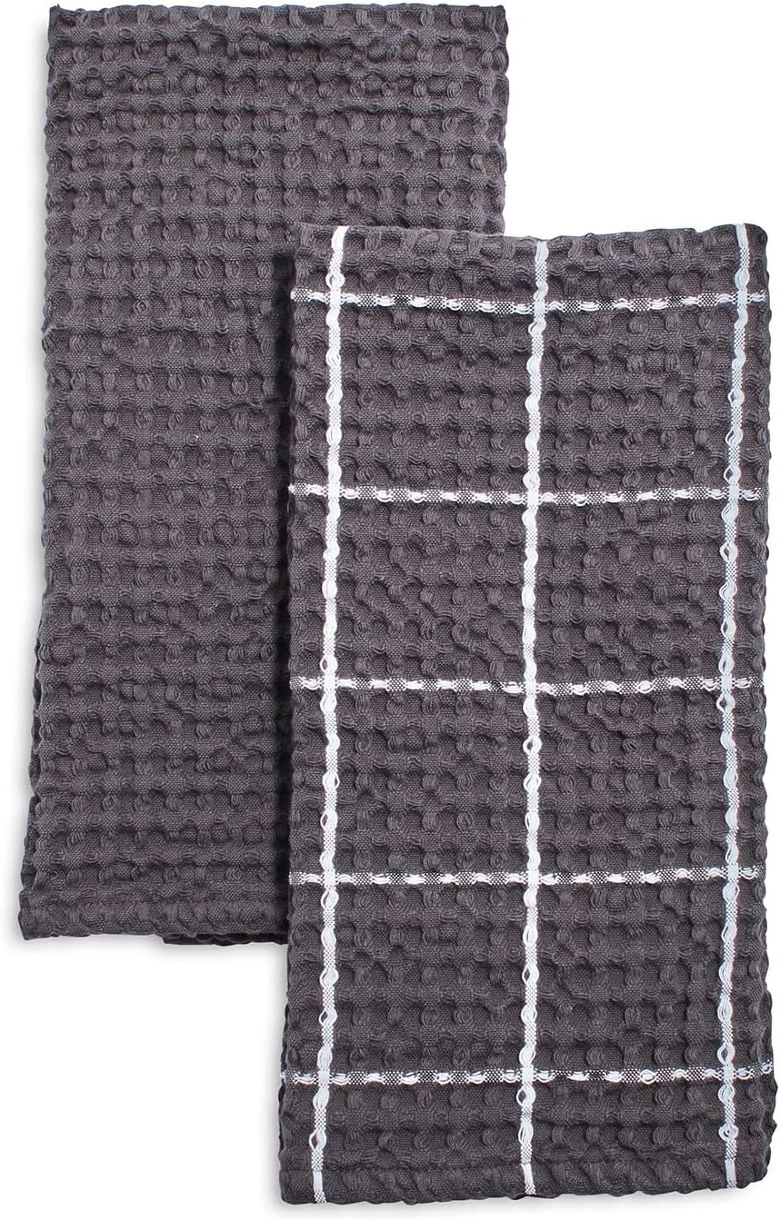 image:imageSur La Table Washed Waffle Kitchen Towels Set of 2 Dove GreyDove Grey