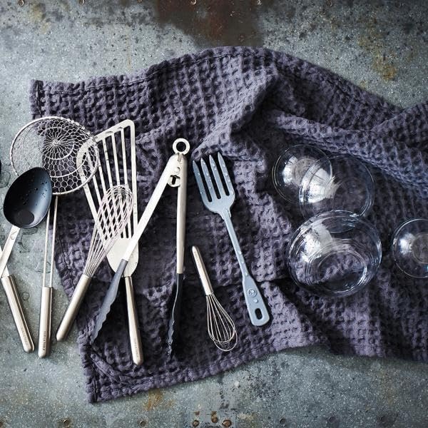 image:imageSur La Table Washed Waffle Kitchen Towels Set of 2 Dove GreyDove Grey