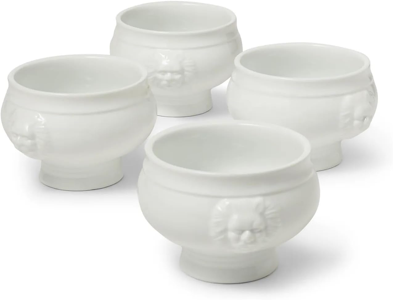 image:imageSur La Table White Porcelain Lions Head Soup Bowls Set of 4 Elegant 14 oz Serving Dishes for Stew amp Hot Meals Classic Dinnerware